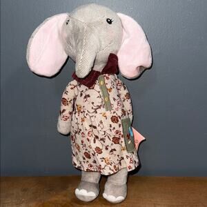 Me Too 13” plush toy elephant in floral boho dress with side pocket whimsical